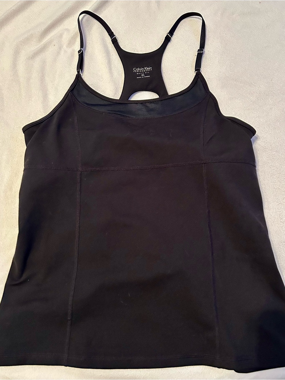 Calvin Klein Black Performance Racerback Tank w/Built in Bra Sz XL